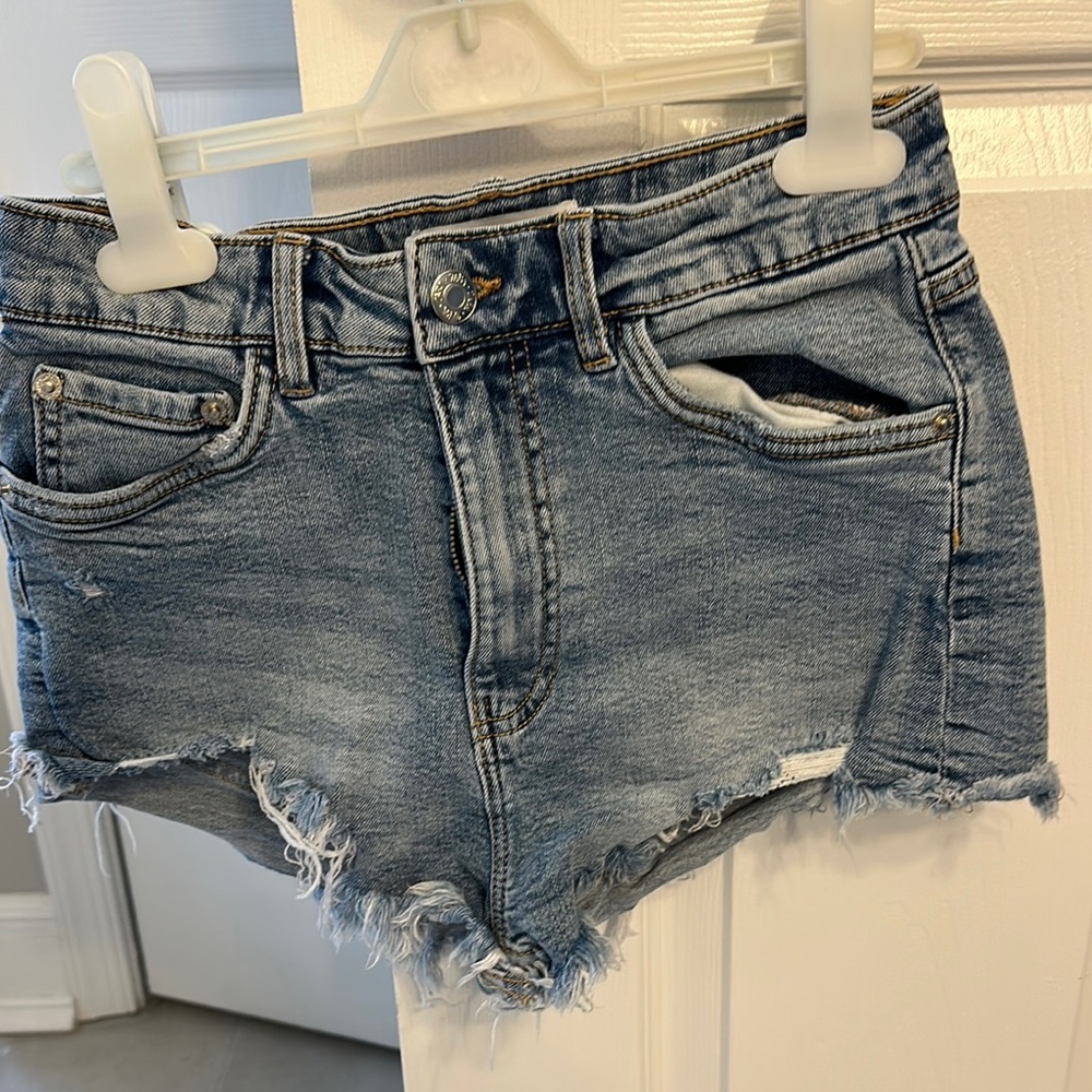 Denim Frayed Hem Women's Shorts